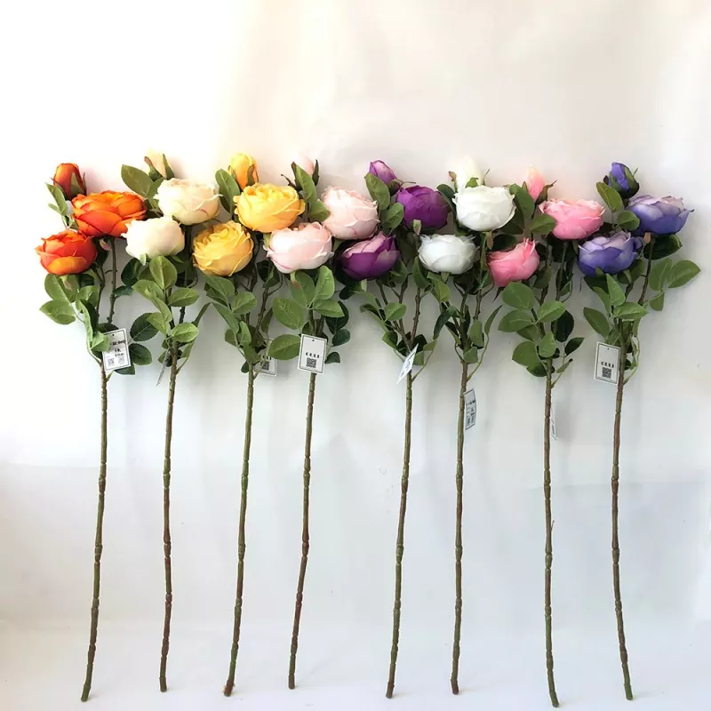 3ヘッドシルクの牡丹の花